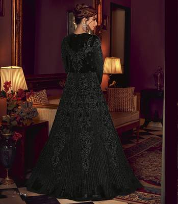 Black embroidered net salwar 2