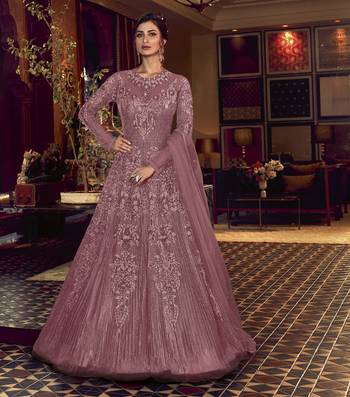 Purple embroidered net salwar 1