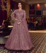 Purple embroidered net salwar