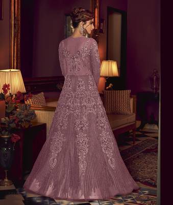Purple embroidered net salwar 2