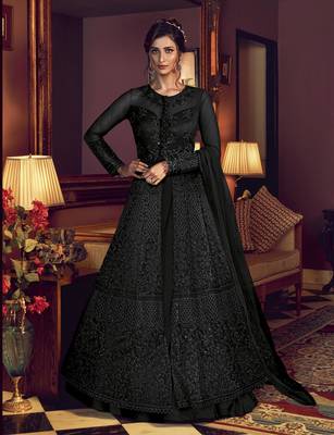 Black embroidered net salwar 1