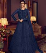 Blue embroidered net salwar