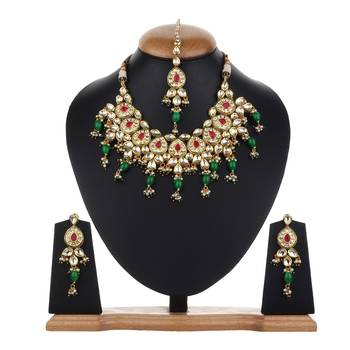 wedding royal Golden semi precious  kundan necklace-sets 1
