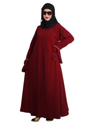Maroon embroidered crepe abaya 5