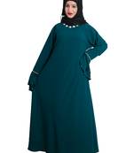 Green embroidered crepe abaya