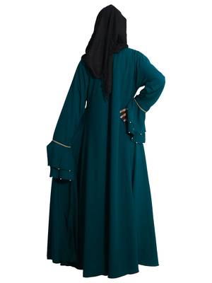 Green embroidered crepe abaya 3