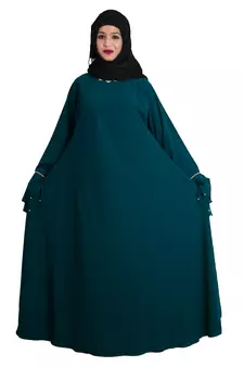 Green embroidered crepe abaya