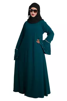 Green embroidered crepe abaya