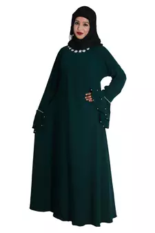 Green embroidered nida abaya