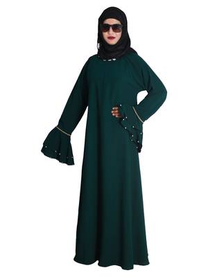 Green embroidered nida abaya 5