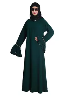 Green embroidered nida abaya