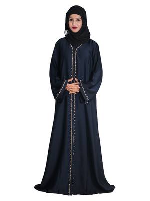 Blue Embroidered Nida Ramadan Islamic Abaya 1