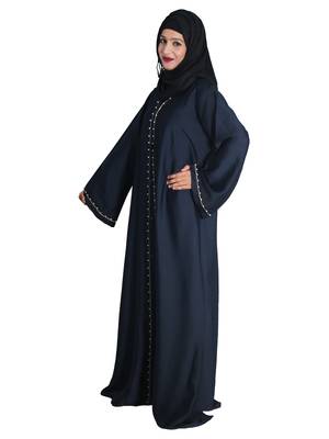 Blue Embroidered Nida Ramadan Islamic Abaya 2