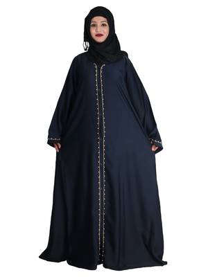Blue Embroidered Nida Ramadan Islamic Abaya 4
