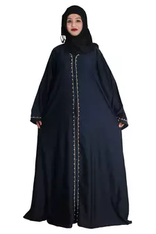 Blue Embroidered Nida Ramadan Islamic Abaya