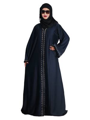 Blue Embroidered Nida Ramadan Islamic Abaya 5