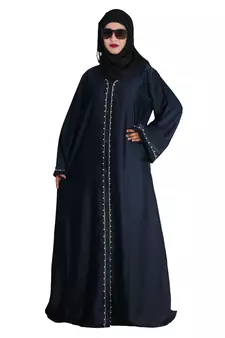 Blue Embroidered Nida Ramadan Islamic Abaya