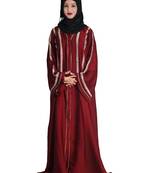 Maroon embroidered nida abaya