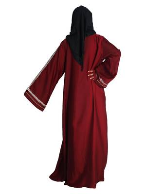 Maroon embroidered nida abaya 3