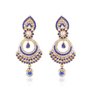 Traditional Stone Earrings for Women E2311Bl (Blue) 1