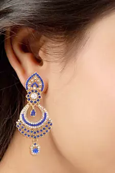 Traditional Stone Earrings for Women E2311Bl (Blue)