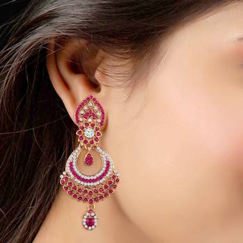 Traditional Designer Earrings for Women E2311Q (Pink) 2