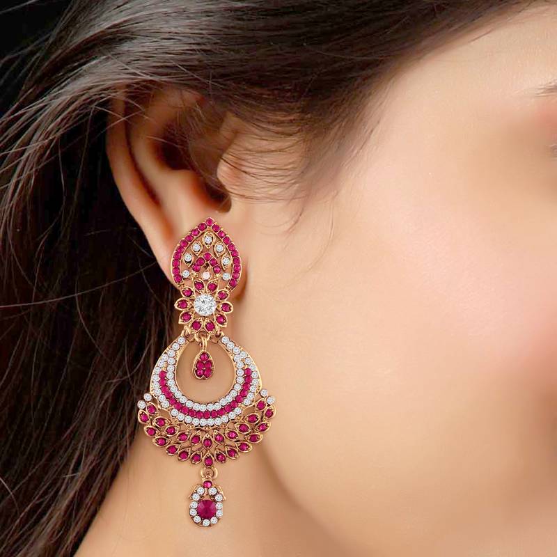 Traditional Designer Earrings for Women E2311Q (Pink)