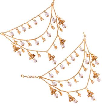 Bahubali Pearl Jhumki Hair Chain Accessories for Earrings for Women (E2605FL) 1