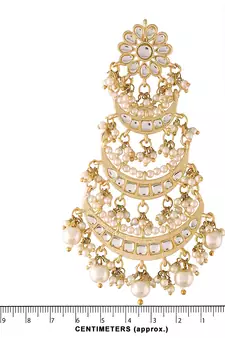 High Matt Finish Long 3 Layered Beaded Chandbali Earrings with Kundan & Pearl Work for Women 