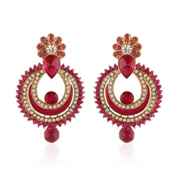 Traditional Meenakari Earrings for Women E2221Q (Rani/Pink) 1