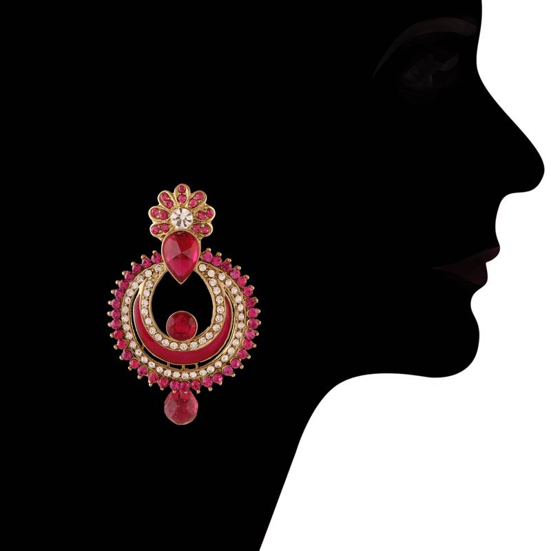 Traditional Meenakari Earrings for Women E2221Q (Rani/Pink)
