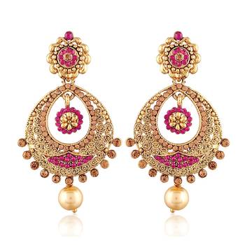 Gold Plated Chandbali Earrings for Women E2326Q  1
