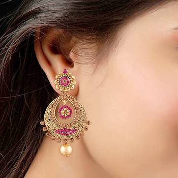 Gold Plated Chandbali Earrings for Women E2326Q  2