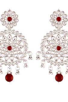Rhodium Plated Kundan Chandbali Earrings for Women (E2462ZM)