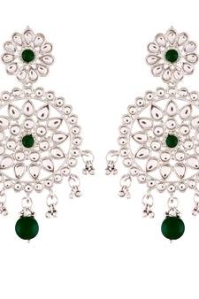 Rhodium Plated Kundan Chandbali Earrings for Women (E2462ZG)