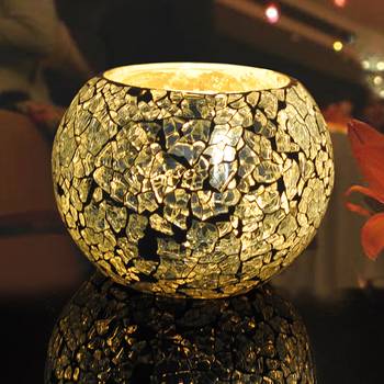 Lalhaveli Ethnic Crackle Pot & Round Glass Valentines Day Lighting Candle Holder For Decoration 2