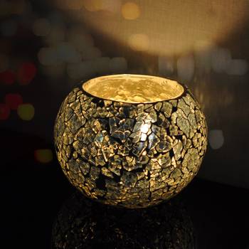 Lalhaveli Ethnic Crackle Pot & Round Glass Valentines Day Lighting Candle Holder For Decoration 3