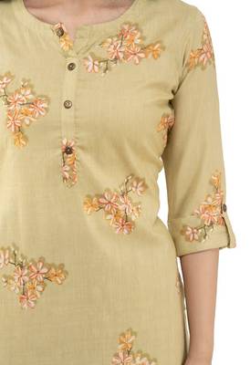 Women Straight Printed Rayon Kurta With Palazzo(Mustard) 4