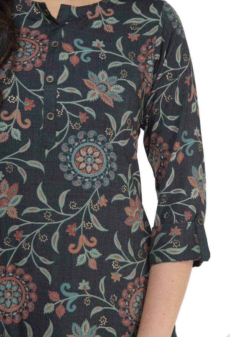 Women Straight Printed Rayon Kurta With Palazzo(Green)