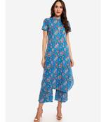 Desi Weavess collared button-down Light Blue Floral Printed kurta.