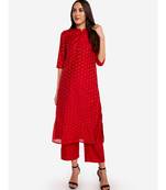Desi Weavess collared button-down Red kurta
