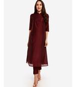 Desi Weavess collared button-down Brown kurta