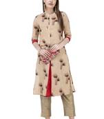 Women A Line Printed Kurta With Solid Pant(Multi)