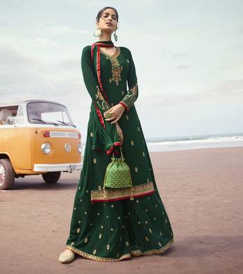 Dark-green embroidered georgette salwar 1