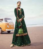 Dark-green embroidered georgette salwar