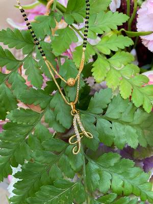 Short Mangalsutra Designs A Alphabet Gold Plated Mangalsutra Valentines Day Gift (20 Inches) 1