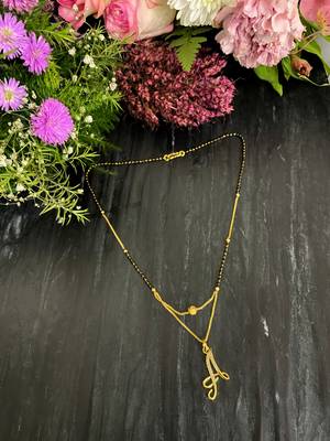 Short Mangalsutra Designs A Alphabet Gold Plated Mangalsutra Valentines Day Gift (20 Inches) 2