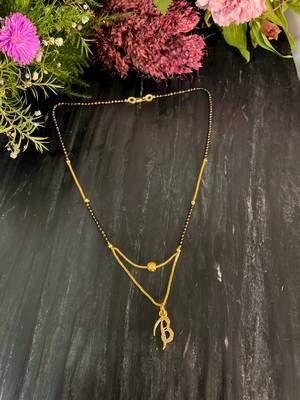 Short Mangalsutra Designs B Alphabet Gold Plated Mangalsutra Valentines Day Gift (20 Inches) 1