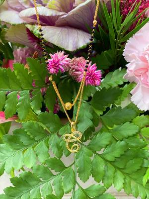 Short Mangalsutra Designs C Alphabet Gold Plated Mangalsutra Valentines Day Gift (18 Inches) 1