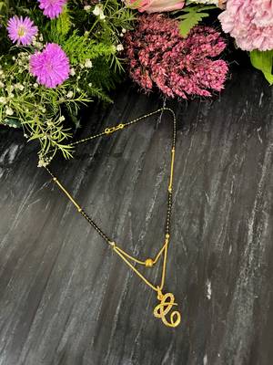 Short Mangalsutra Designs C Alphabet Gold Plated Mangalsutra Valentines Day Gift (18 Inches) 2